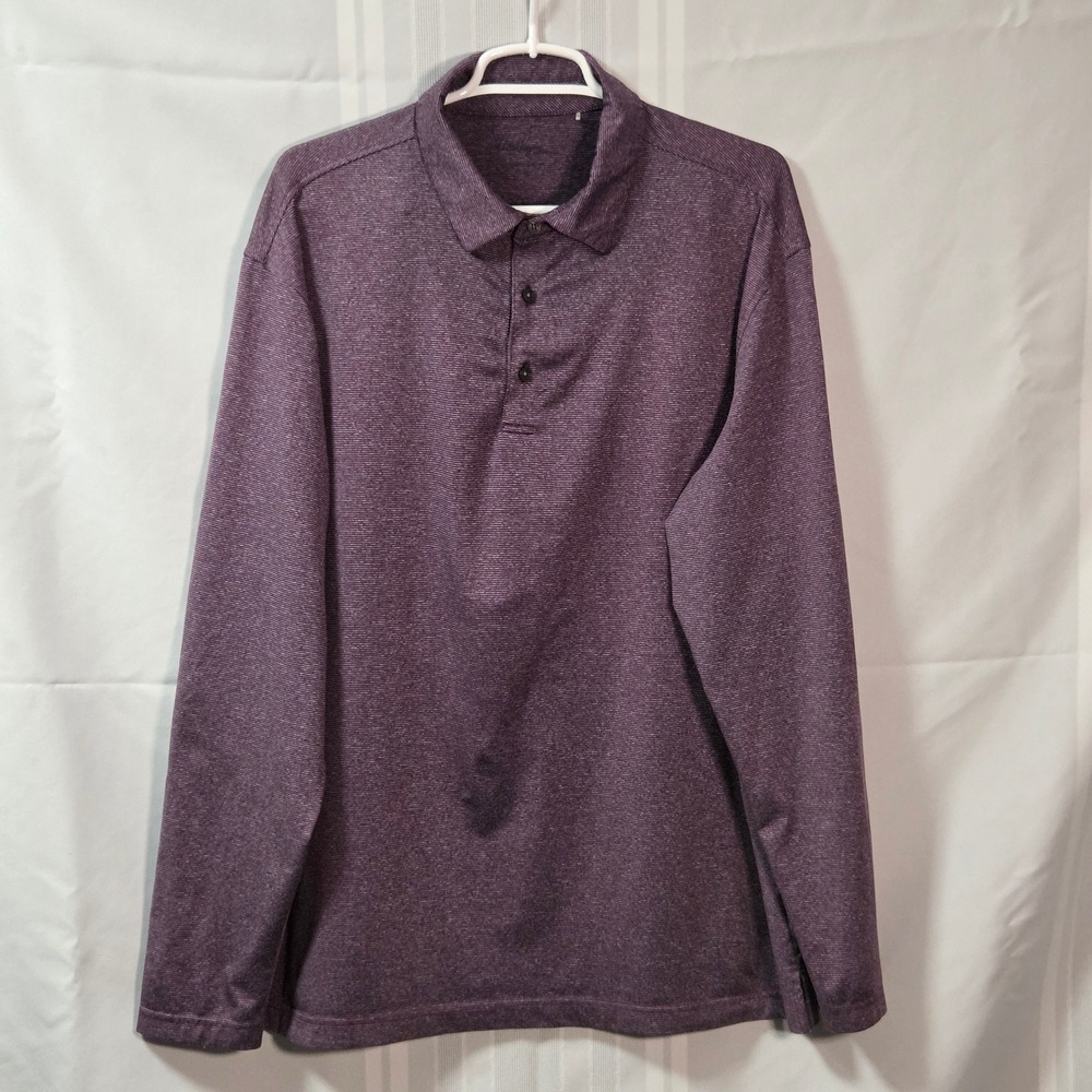 Walter Hagen Polo Shirt Mens XL Purple Heathered Long Sleeve Golf Performance